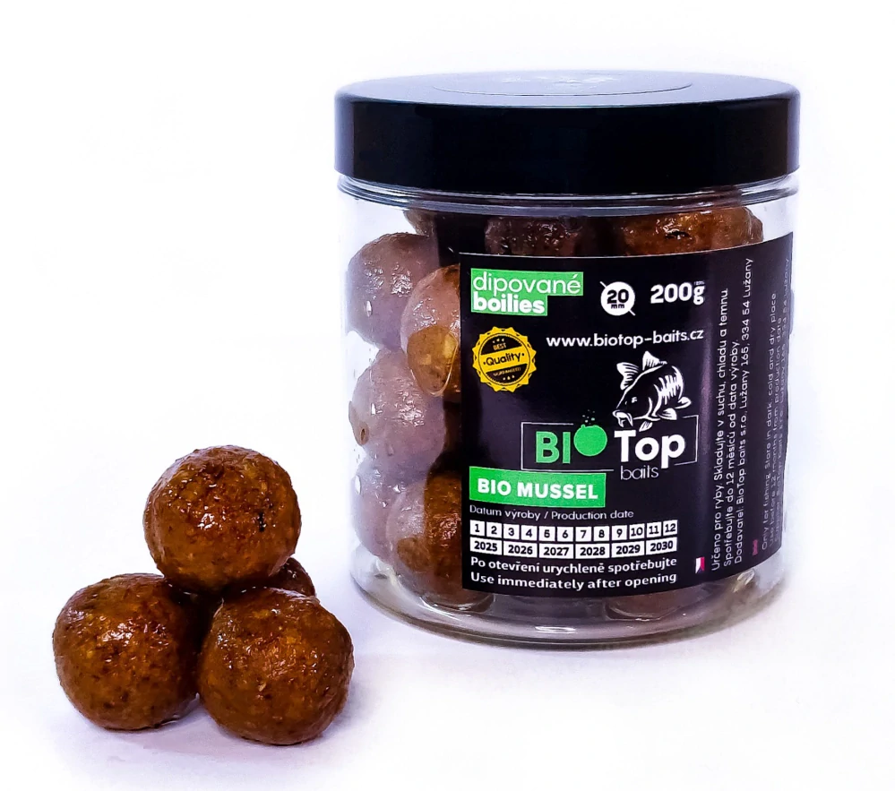Boilies BioMussel - dipované (Mušle / Seafood / Hmyz)
